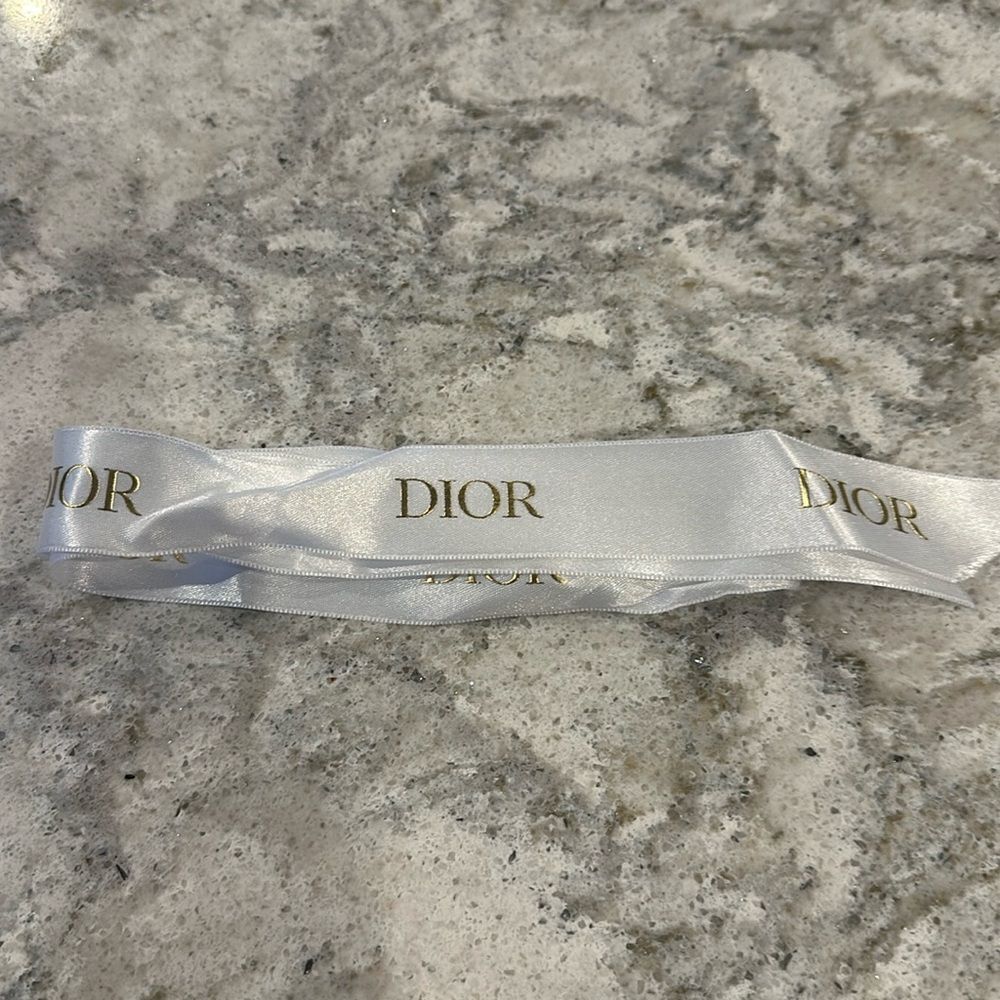 🎀 Authentic Dior Ribbon - White with Gold Lettering - 1 Inch Wide, 29” long